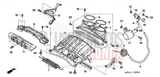 CONDUITE D'ADMISSION AIR/VALVE SOLENOIDE (CBR1000RR6/7) CBR1000RR6 de 2006